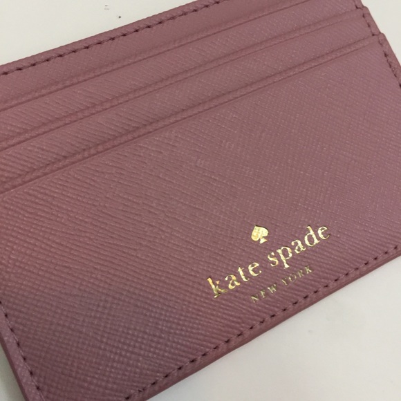 NWT Kate Spade Card Wallet Glitter Pink Peony - Picture 5 of 8